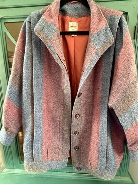 Avoca Collection Womens Striped Wool Blend Coat